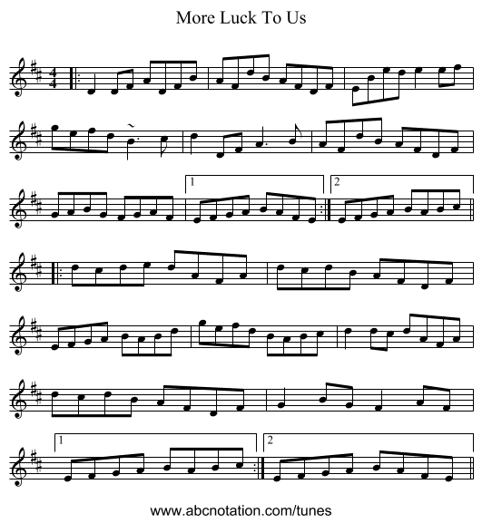 More Luck To Us - staff notation