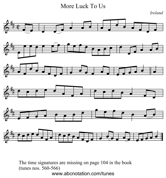 More Luck To Us - staff notation