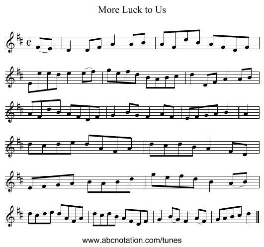 More Luck to Us - staff notation