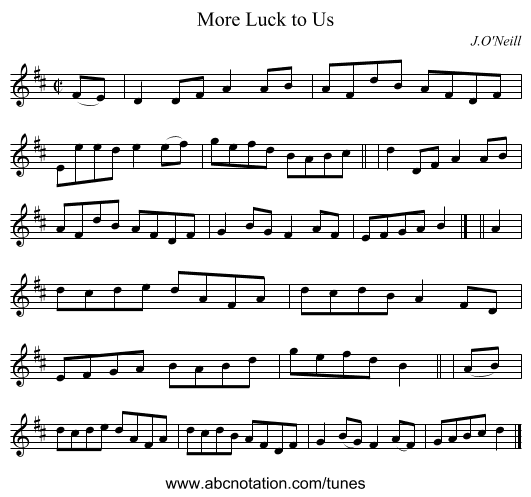 More Luck to Us - staff notation
