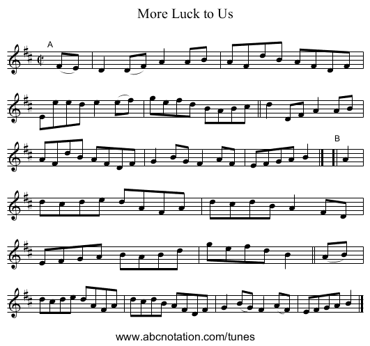 More Luck to Us - staff notation
