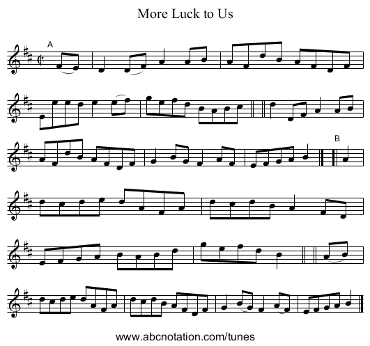 More Luck to Us - staff notation
