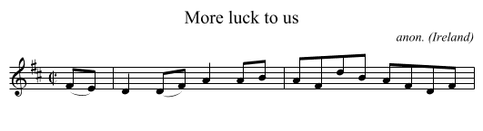 More luck to us - staff notation