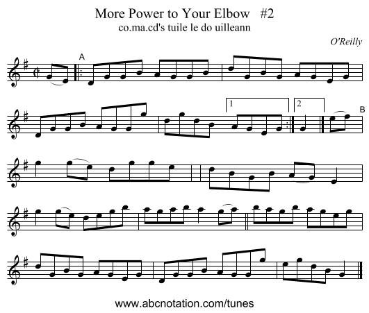 More Power to Your Elbow   #2 - staff notation
