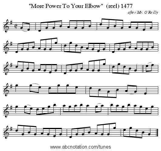 More Power To Your Elbow  (reel) 1477 - staff notation