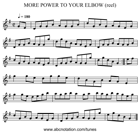 MORE POWER TO YOUR ELBOW (reel) - staff notation