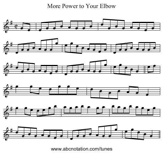 More Power to Your Elbow - staff notation