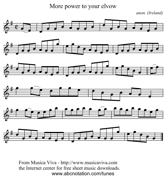 More power to your elvow - staff notation