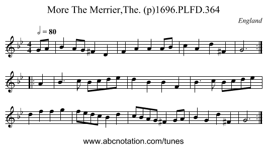 More The Merrier,The. (p)1696.PLFD.364 - staff notation
