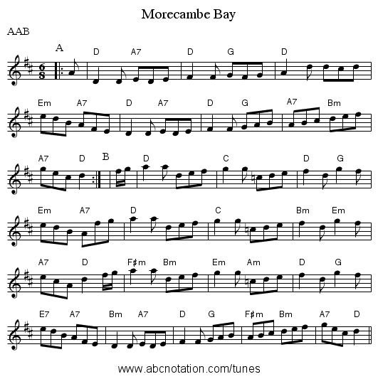 Morecambe Bay - staff notation