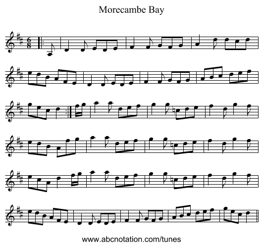 Morecambe Bay - staff notation