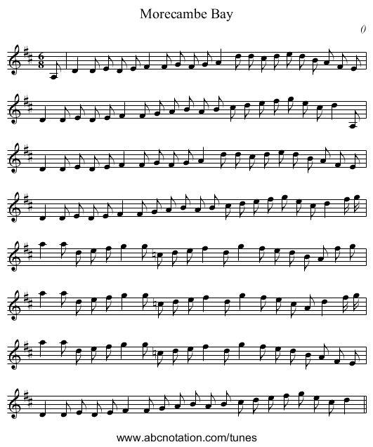 Morecambe Bay - staff notation