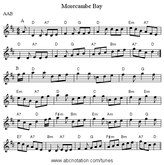 Morecambe Bay - staff notation
