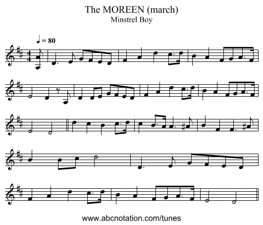 MOREEN (march), The - staff notation