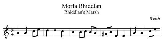 Morfa Rhiddlan - staff notation