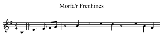 Morfa'r Frenhines - staff notation