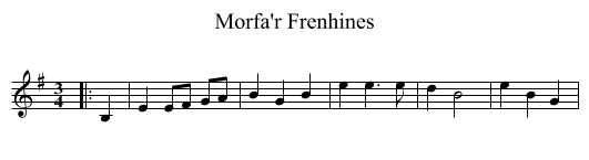 Morfa'r Frenhines - staff notation