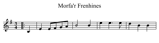 Morfa'r Frenhines - staff notation
