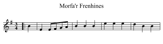 Morfa'r Frenhines - staff notation