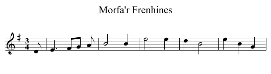 Morfa'r Frenhines - staff notation