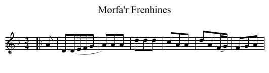Morfa'r Frenhines - staff notation