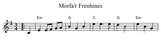 Morfa'r Frenhines - staff notation