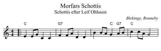 Morfars Schottis - staff notation