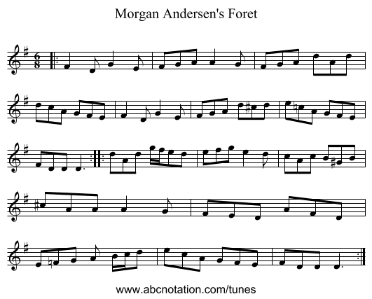 Morgan Andersen's Foret - staff notation