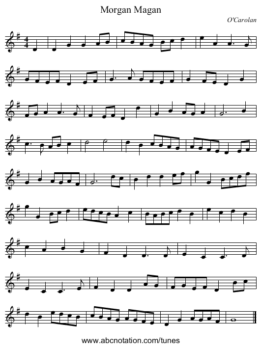 Morgan Magan - staff notation