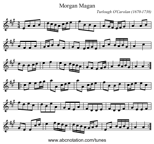 Morgan Magan - staff notation