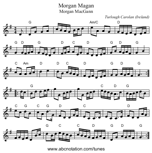 Morgan Magan - staff notation