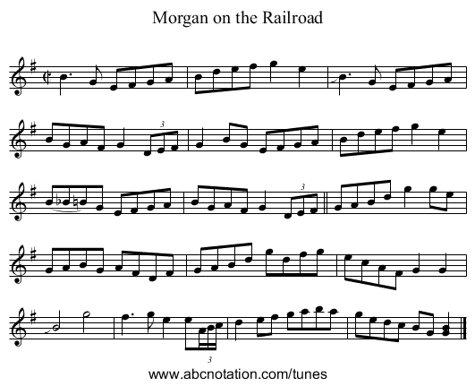 Morgan on the Railroad - staff notation