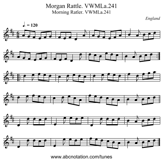 Morgan Rattle. VWMLa.241 - staff notation