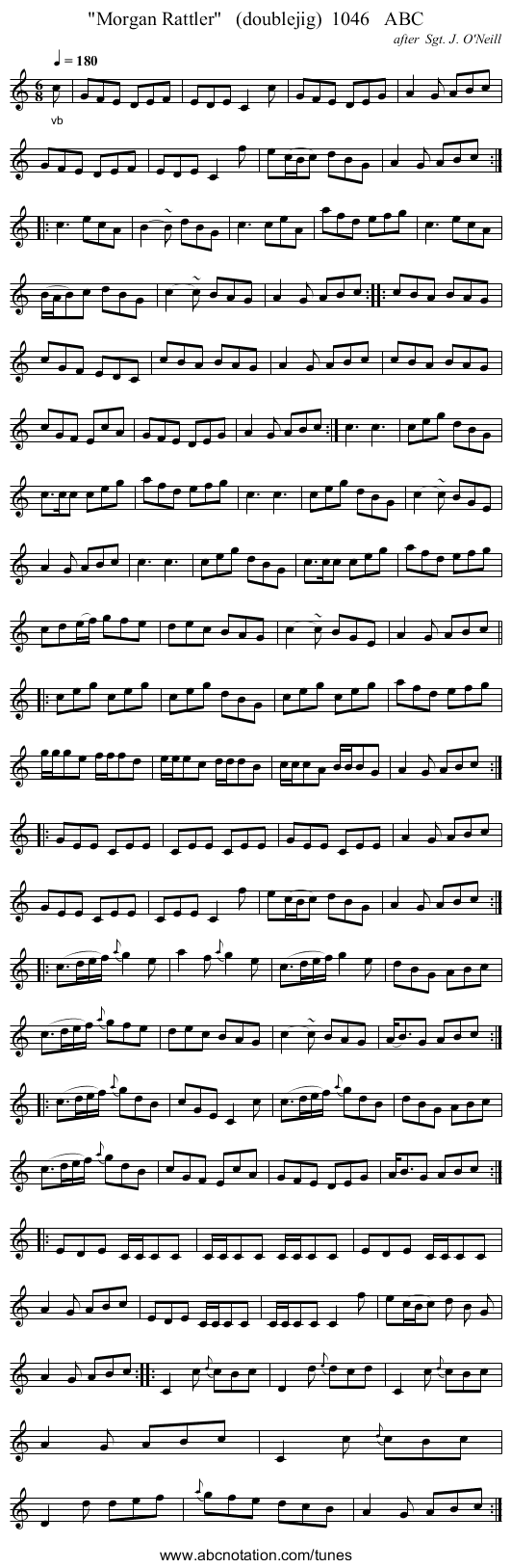 Morgan Rattler   (doublejig)  1046   ABC - staff notation
