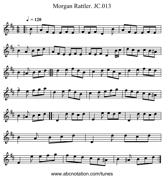 Morgan Rattler. JC.013 - staff notation