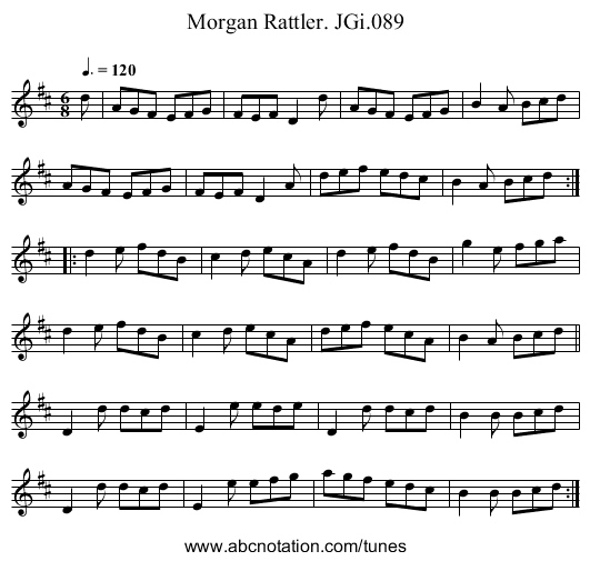 Morgan Rattler. JGi.089 - staff notation