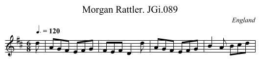 Morgan Rattler. JGi.089 - staff notation