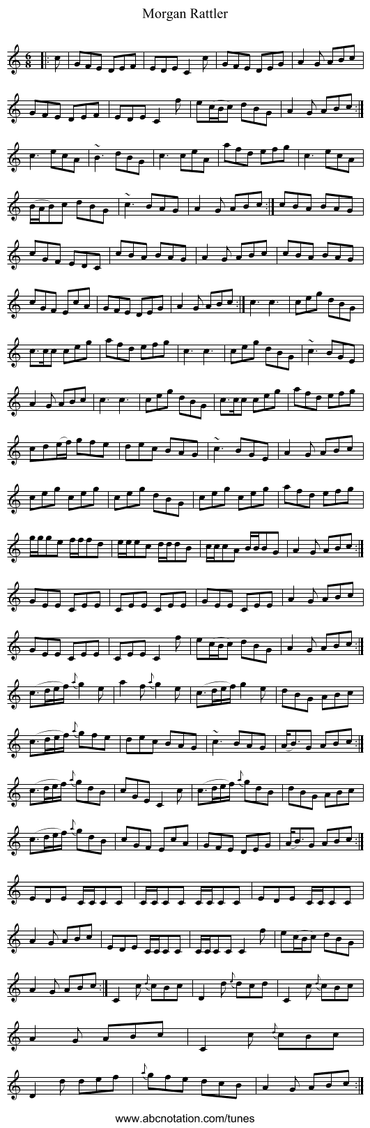Morgan Rattler - staff notation