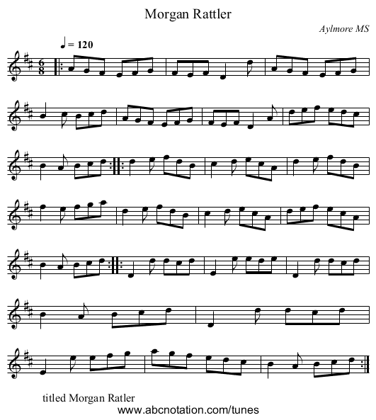 Morgan Rattler - staff notation
