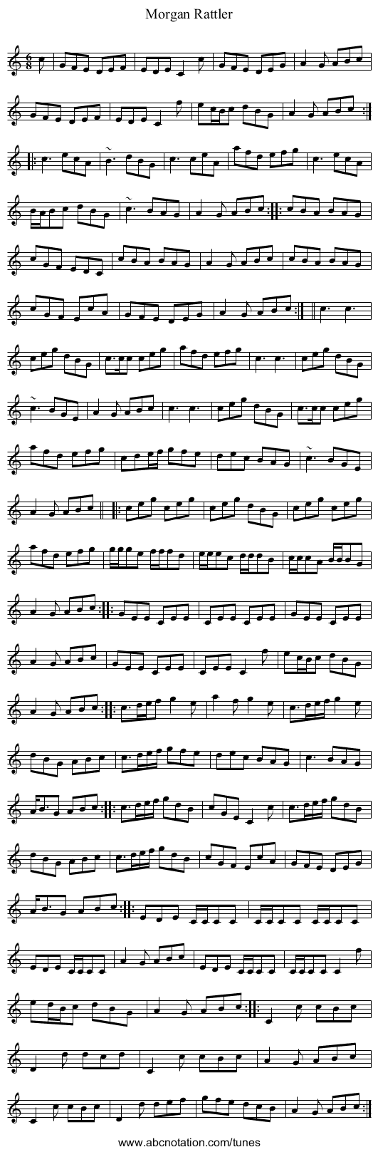 Morgan Rattler - staff notation