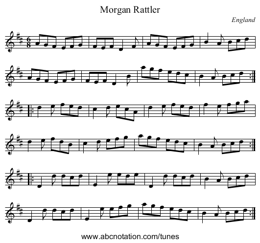 Morgan Rattler - staff notation