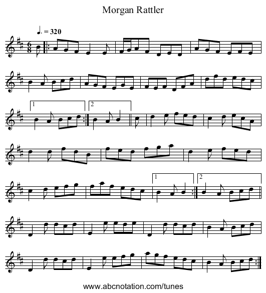 Morgan Rattler - staff notation