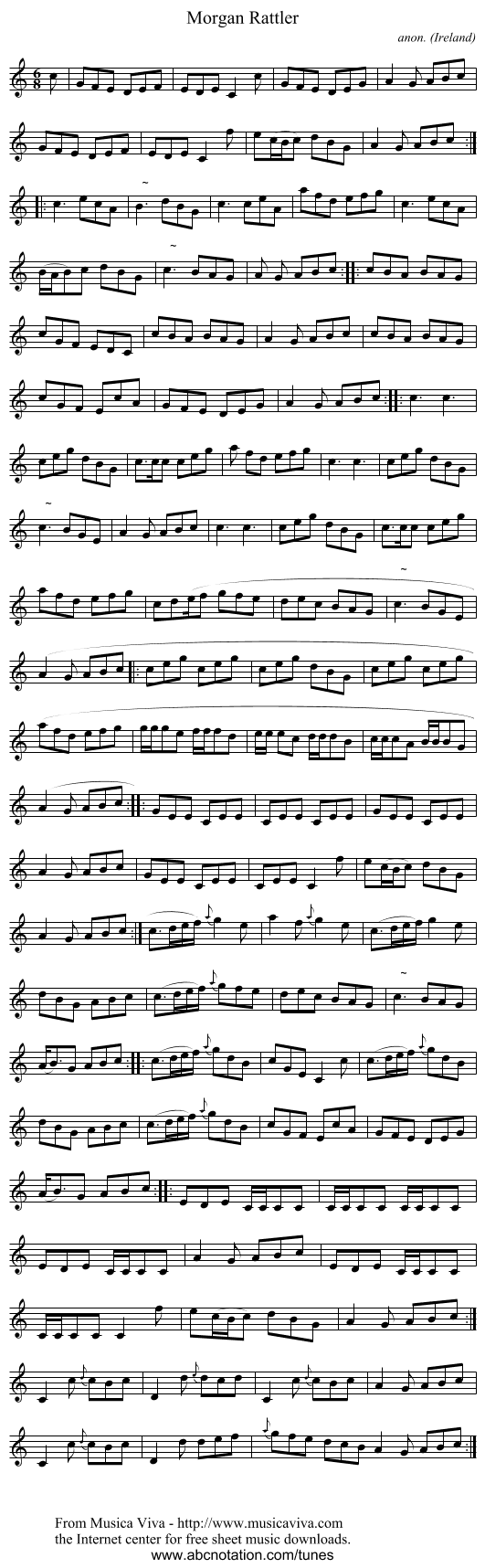 Morgan Rattler - staff notation