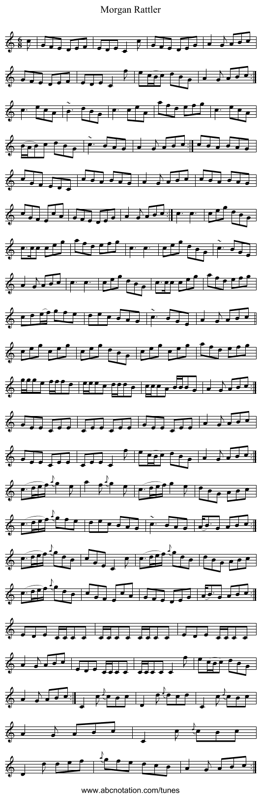 Morgan Rattler - staff notation
