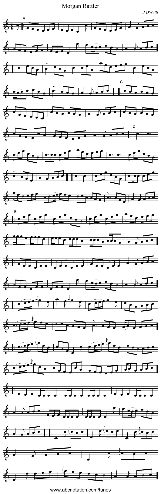 Morgan Rattler - staff notation