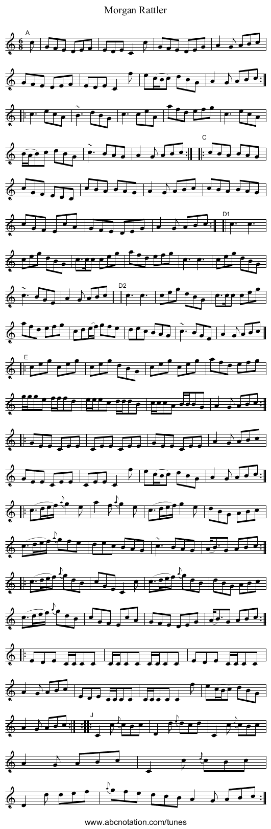 Morgan Rattler - staff notation
