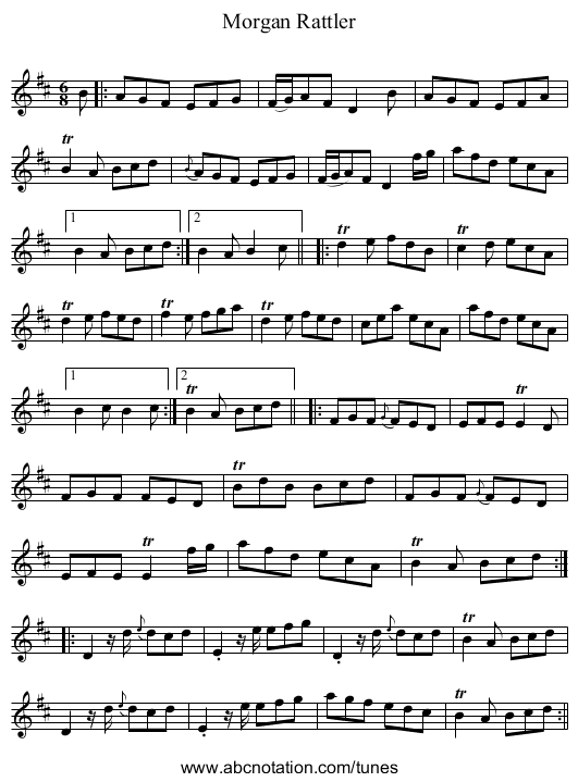 Morgan Rattler - staff notation