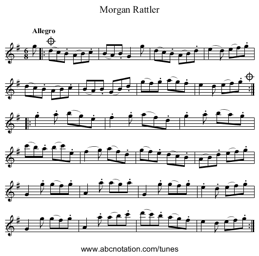 Morgan Rattler - staff notation