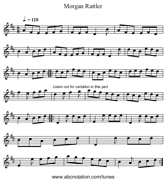 Morgan Rattler - staff notation