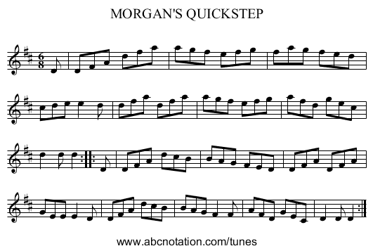 MORGAN'S QUICKSTEP - staff notation